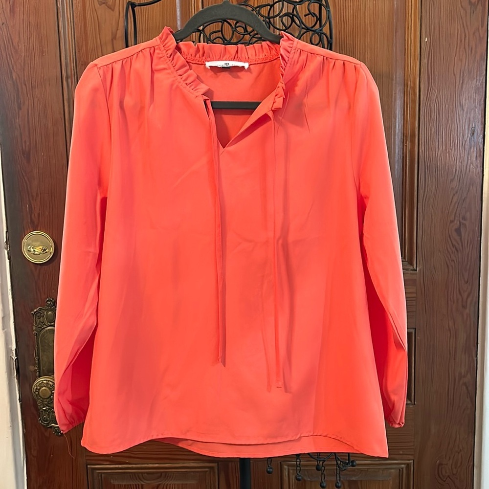Michelle McDowell Long Sleeve Lightweight Orange Coral Blouse - Size Small